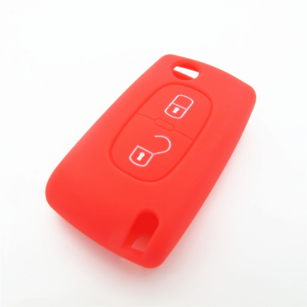 红色标致2键硅胶汽车钥匙套
