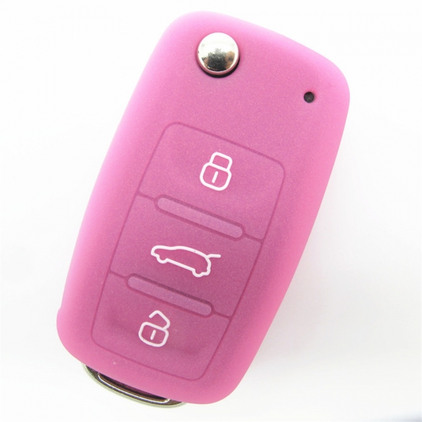 紫红色大众3键无标硅胶钥匙套